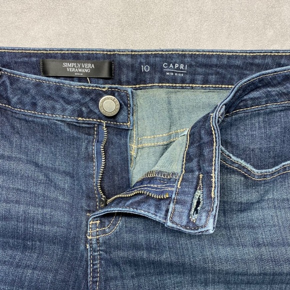 Simply Vera Vera Wang Denim Capri Mid Rise Jeans Size 10 Dark Wash - Picture 14 of 16